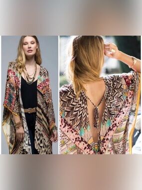 🪶EUC Ruggine “Boho✌🏻Dream Catcher🪶Multicolor🌈 Kimono Wrap” 💯% Viscose • One Size